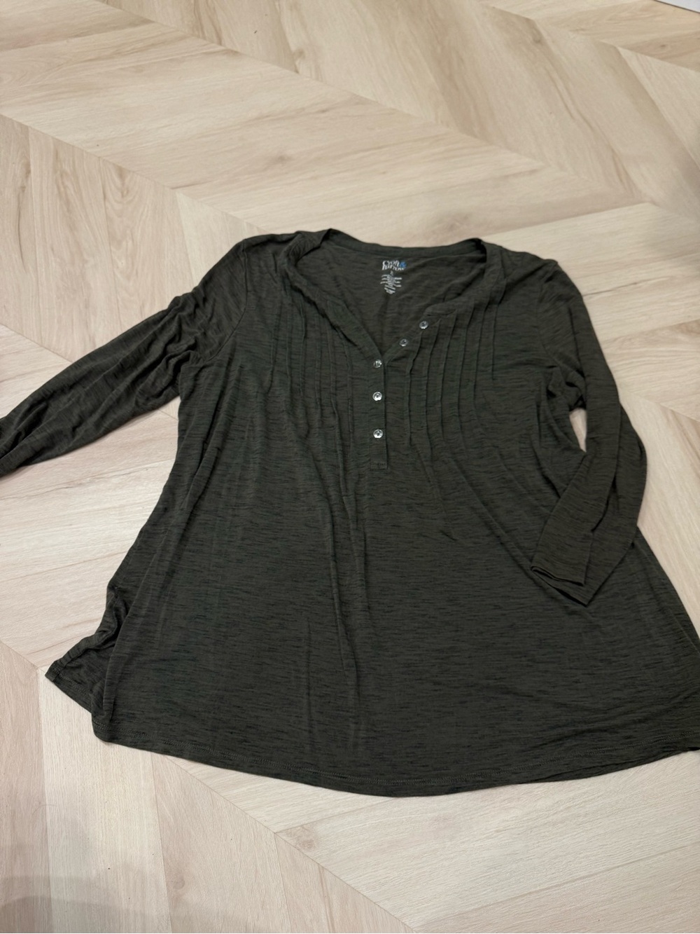 croft & barrow Olive Green Pintuck Henley Tunic
